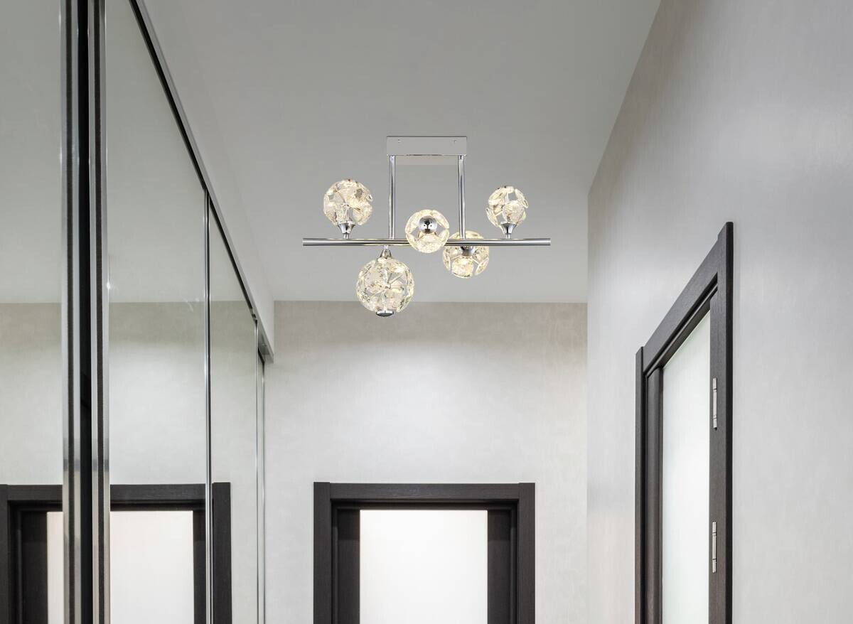 GLOBO Deckenleuchte klar Chrom Metall B/H/T/L: ca. 30x46x61x61 cm 1 Brennstellen