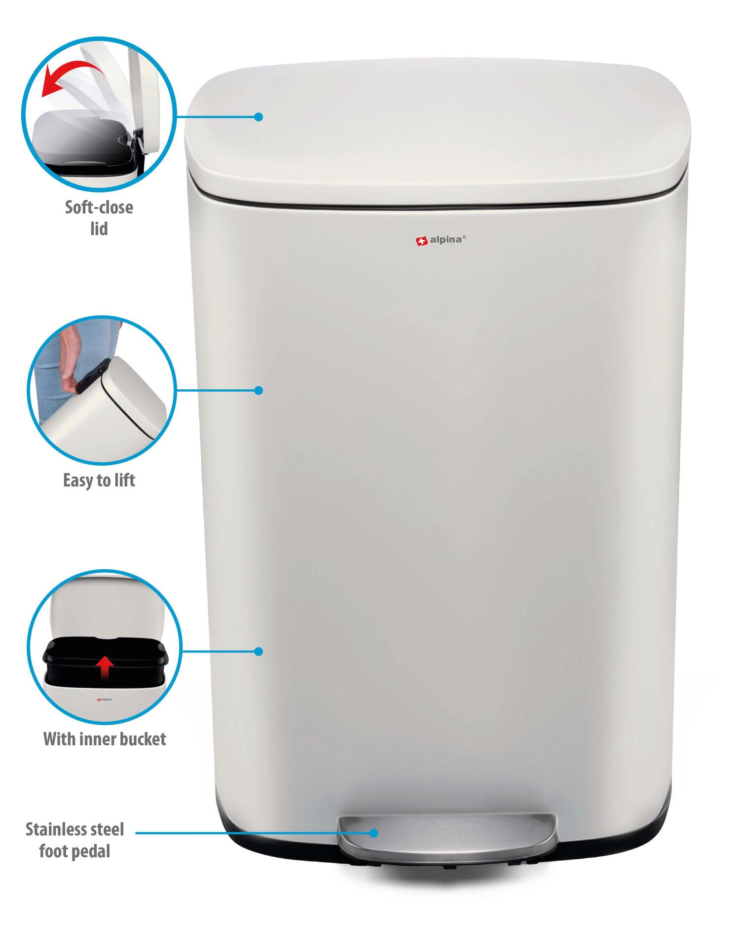 alpina Treteimer weiß Kunststoff