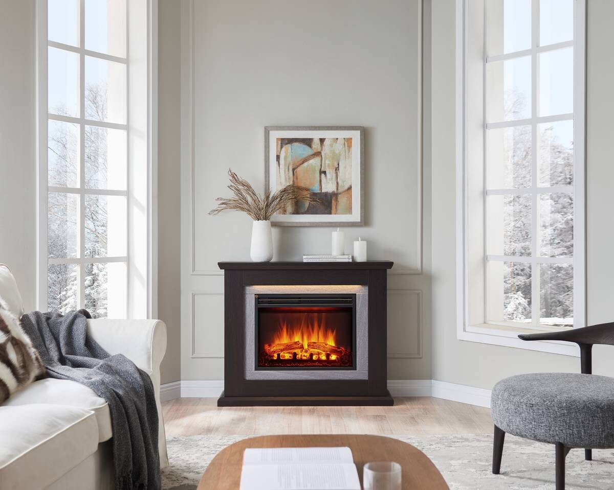 Balderia Elektrischer Kamin Charon dunkelbraun MDF B/H/T: ca. 100x84x25 cm