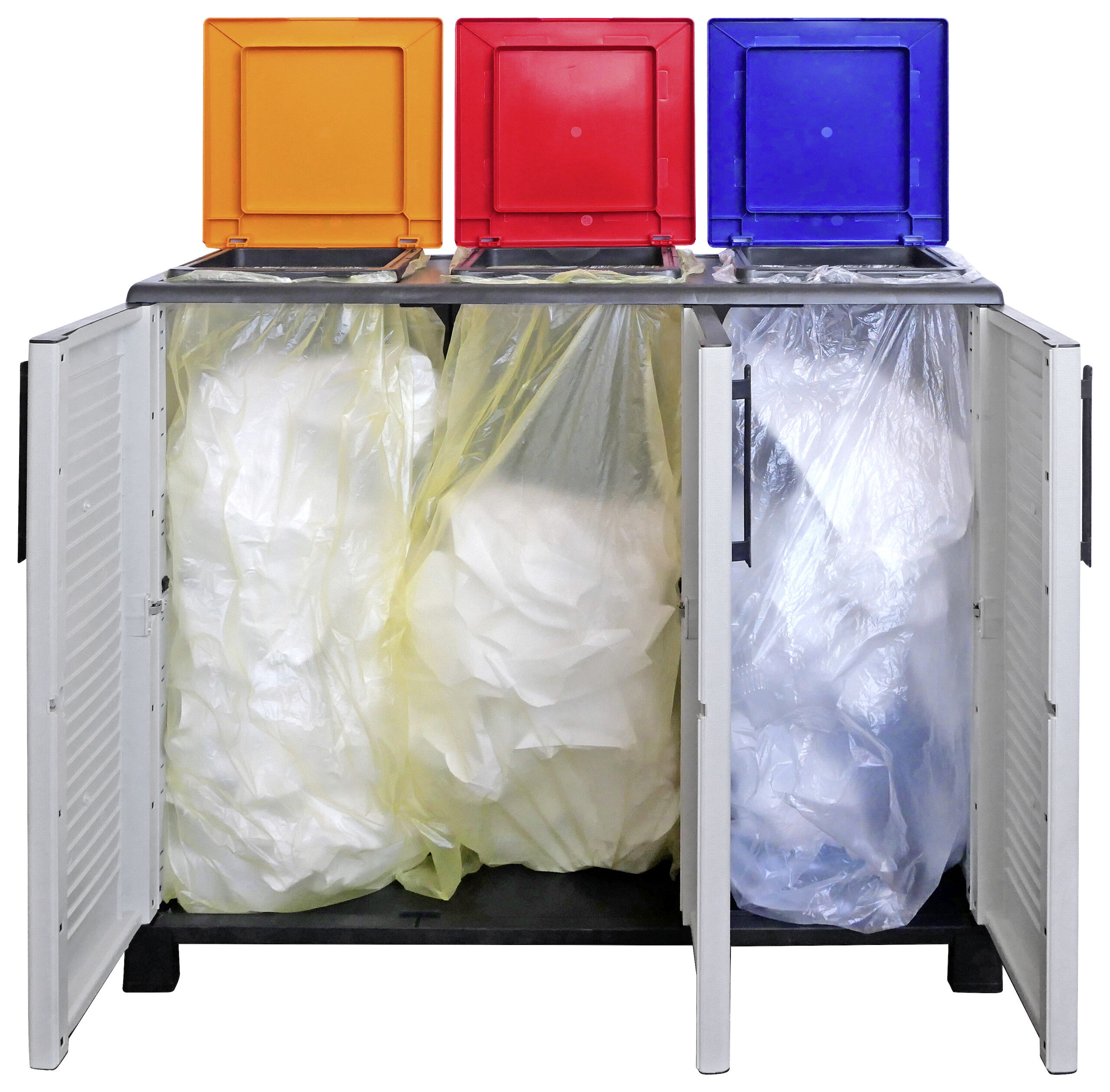 ArtPlast Mülltrennungsschrank Family hellgrau Kunststoff B/H/T: ca. 102x90x37 cm