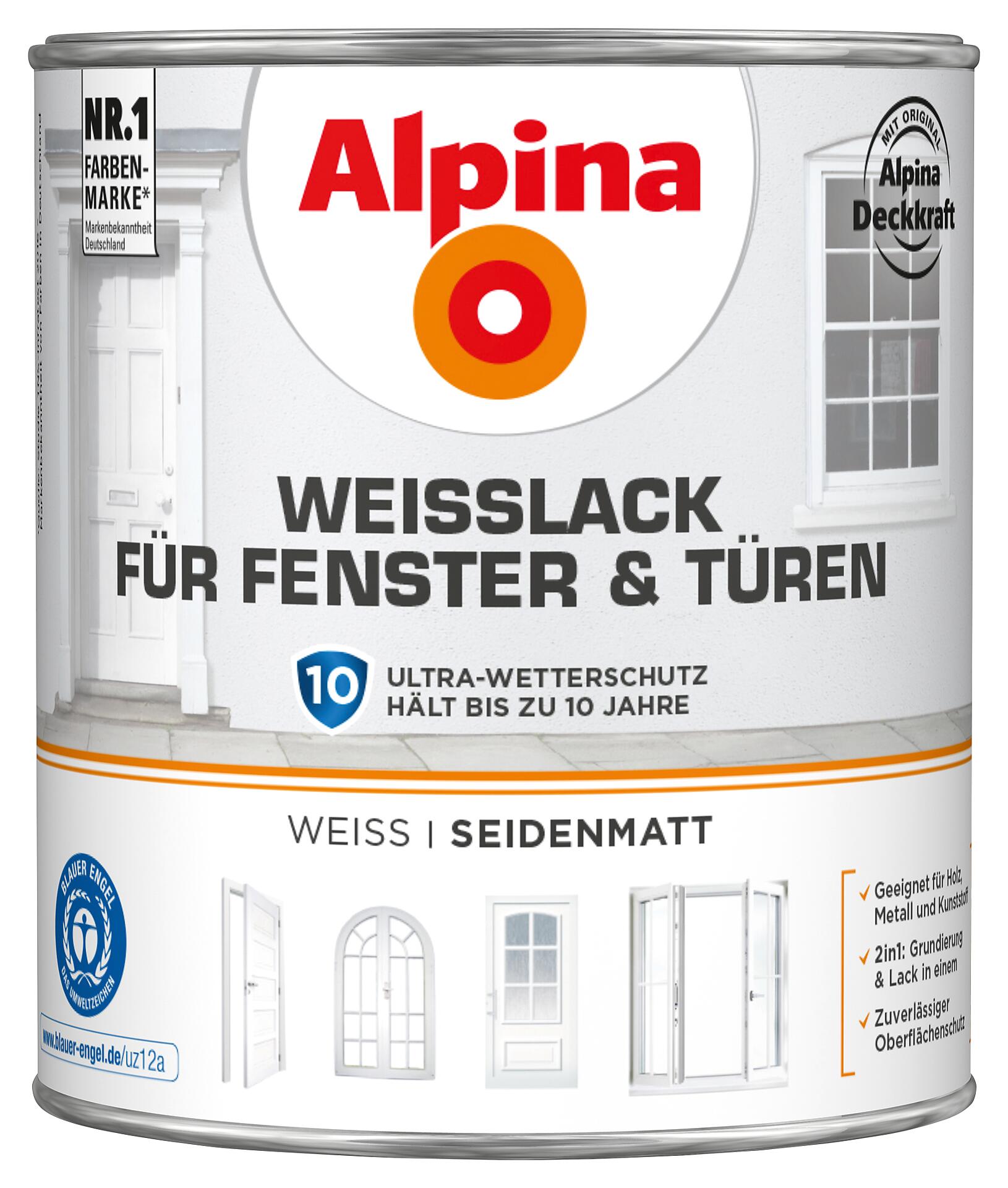 Alpina Weißlack für Türen & Fenster weiß seidenmatt ca. 2 l