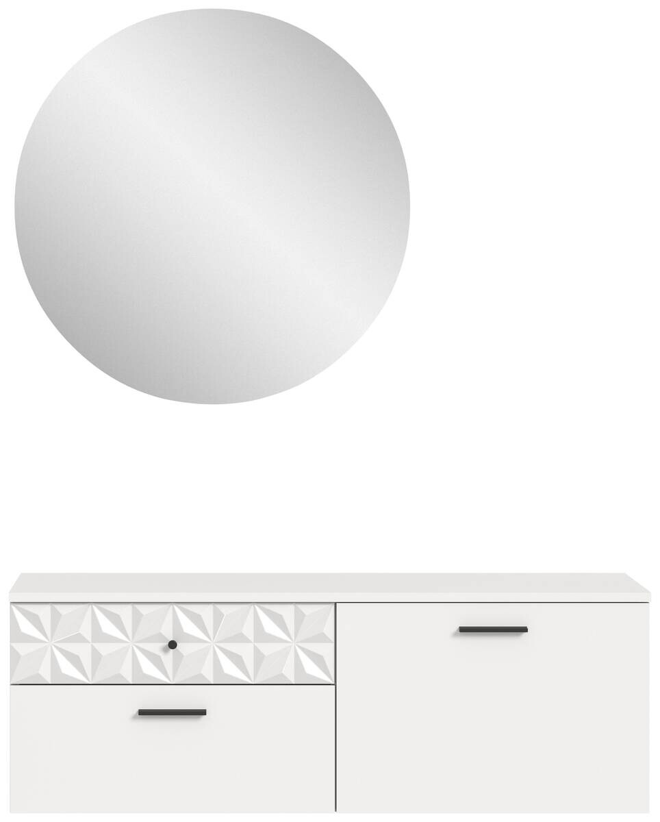 Garderobe Prisma weiß weiß Hochglanz B/H/T: ca. 110x192x34 cm