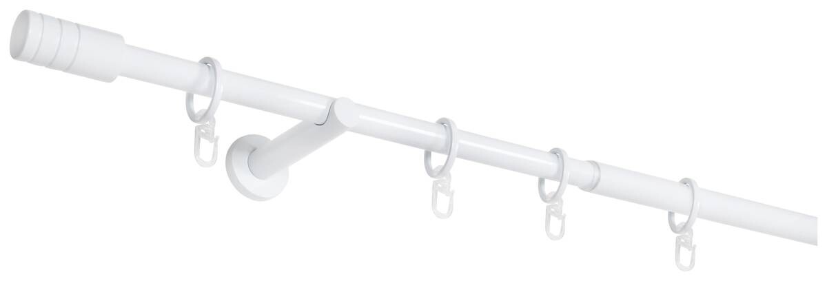 Gardinenstange weiß Aluminium ausziehbar von ca. 120 bis 210 cm 1.0 Läufe