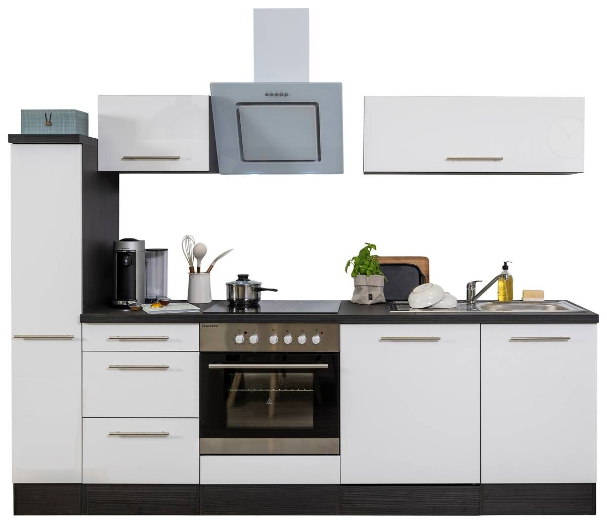 Respekta Küchenblock Amanda weiß Hochglanz B/H/T: ca. 250x200x60 cm