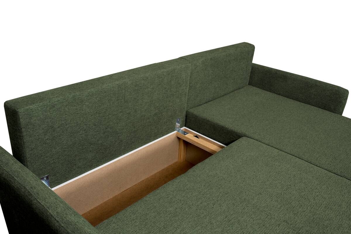 Ecksofa mit Bettfunktion und Bettkasten grün Webstoff B/H/T: ca. 218x90x168 cm