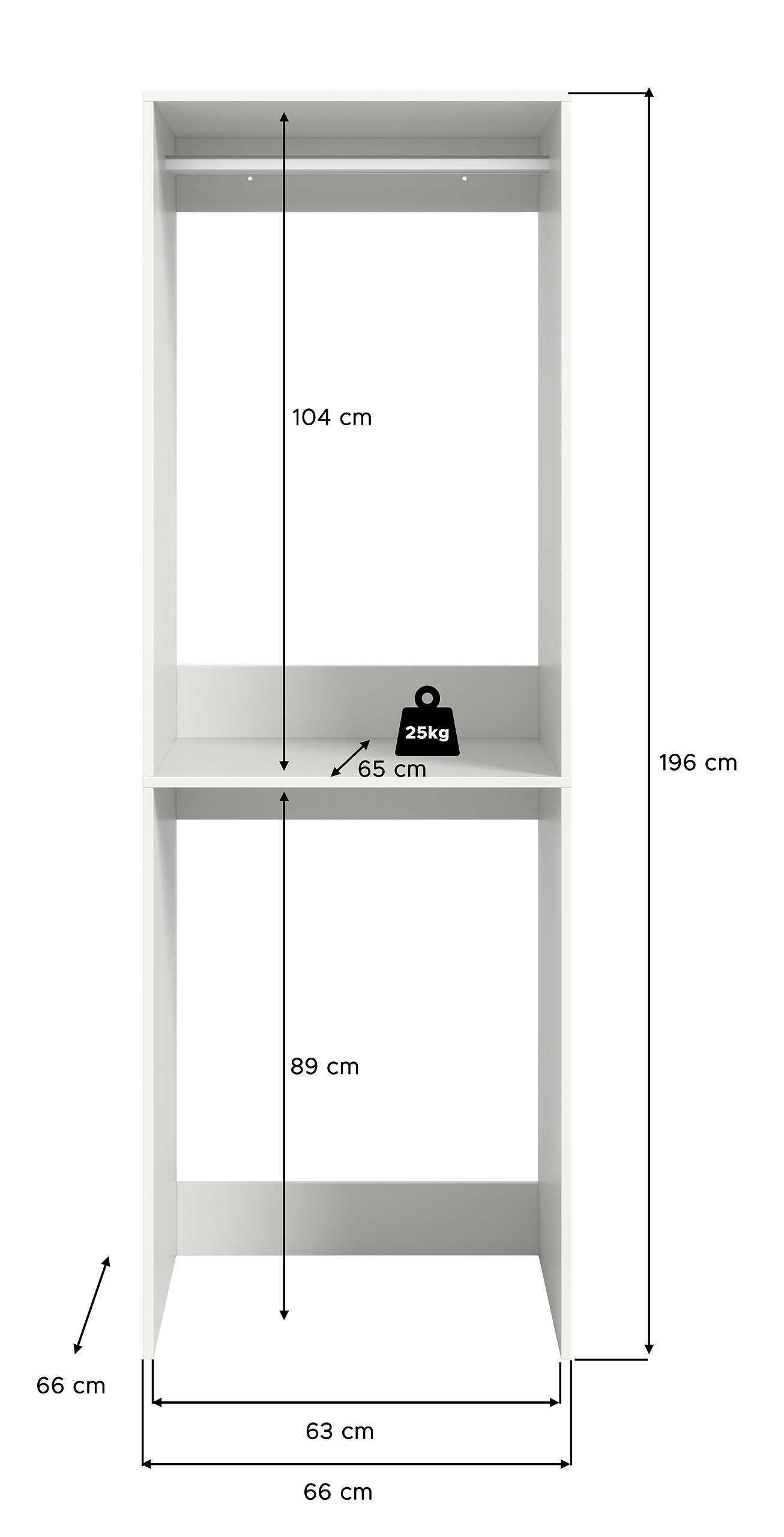 Waschmaschinenumbauschrank Free weiß B/H/T: ca. 66x196x66 cm