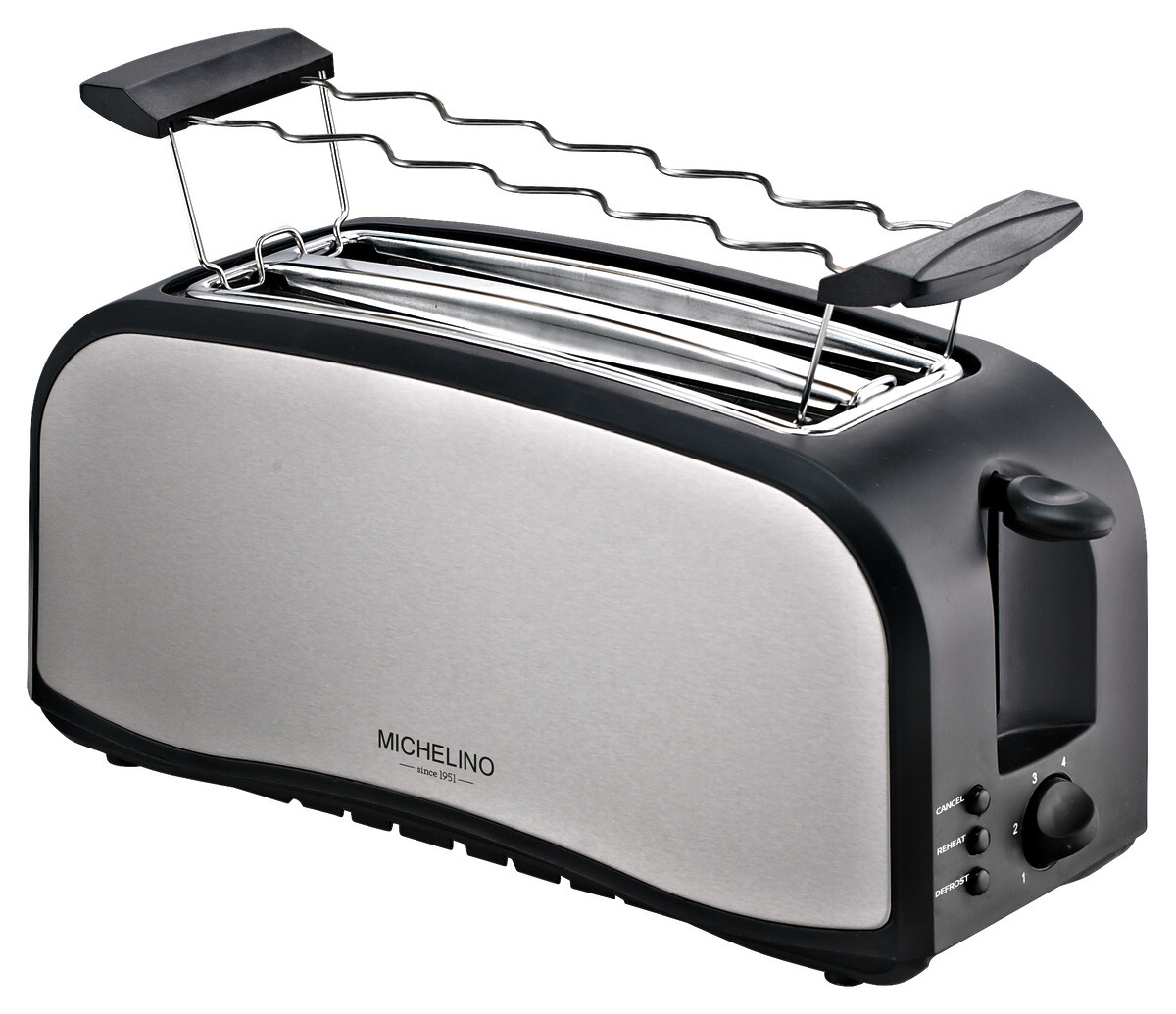 MICHELINO Toastautomat 74292 Edelstahloptik schwarz Edelstahl Kunststoff B/H/L: ca. 14x20x17 cm
