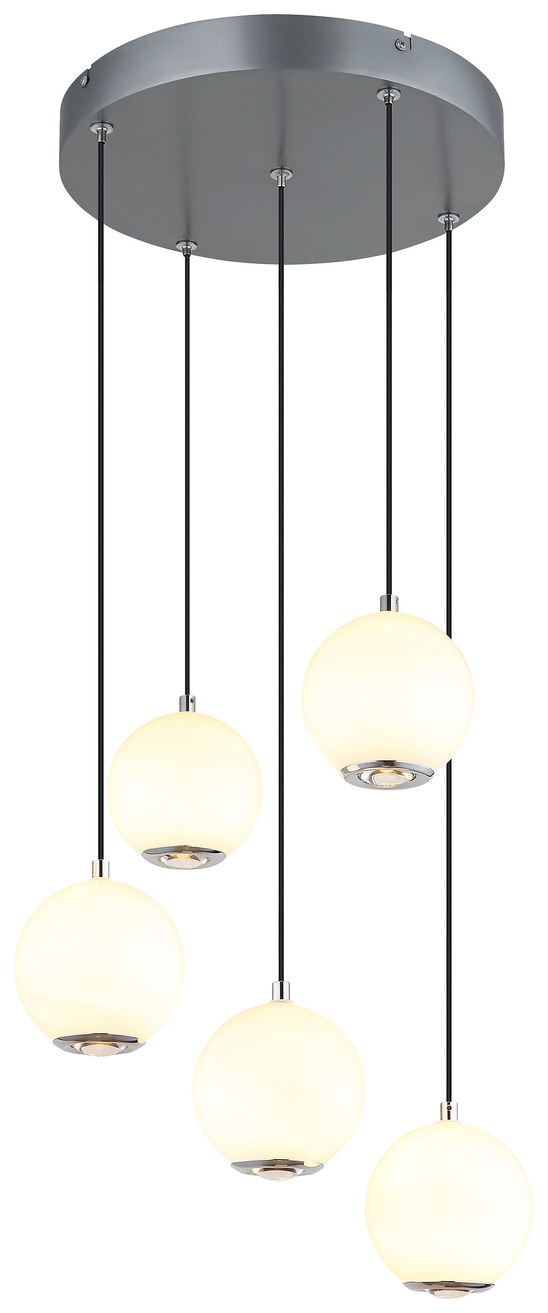 GLOBO Pendelleuchte Opal grau Metall Glas H/D: ca. 150x39 cm 1.0 Brennstellen