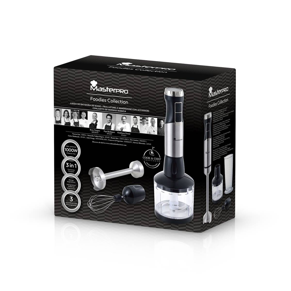 MASTERPRO Stabmixer-Set BGMP-9126 Foodies schwarz silber Edelstahl Kunststoff B/H/T: ca. 25,5x26x12,5 cm