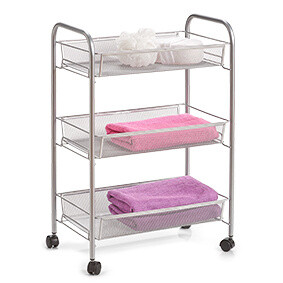 Zeller Rollwagen silber Mesh B/H/L: ca. 26x63x44 cm