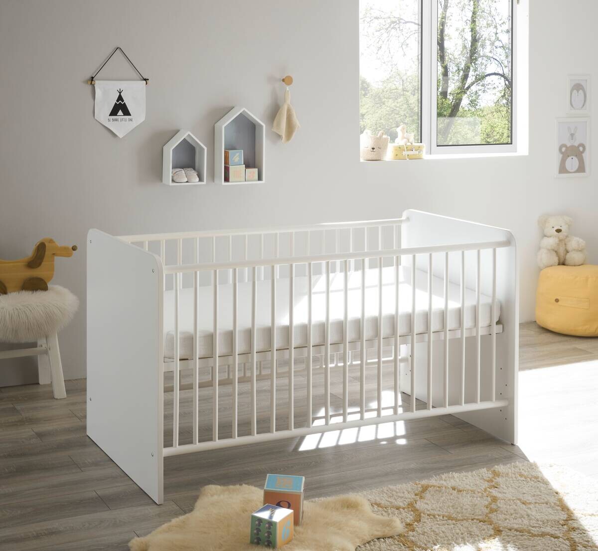 Babybett Alex weiß Graphit Liegefläche B/L: ca. 70x140 cm