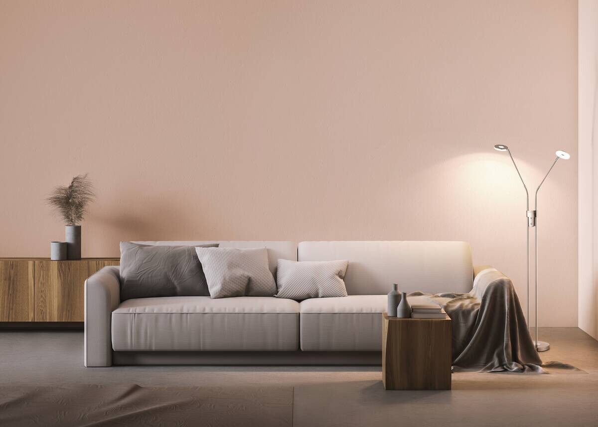 Fischer & Honsel LED-Stehleuchte 40108 nickel matt Chrom Metall H/D: ca. 150x25 cm 2 Brennstellen