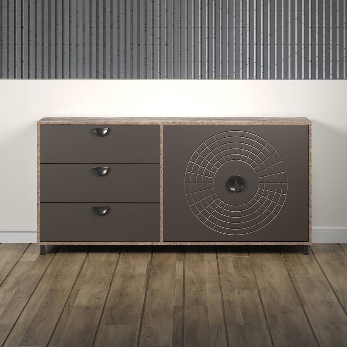Sideboard Fusion Eiche dunkel Nachbildung bronze Optik B/H/T: ca. 176x86x42 cm