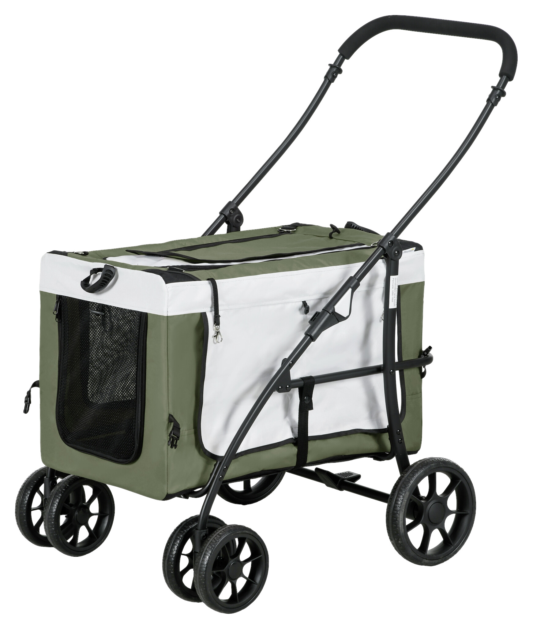 PawHut Hundewagen dunkelgrün Stahl B/H/L: ca. 58x97,5x81 cm