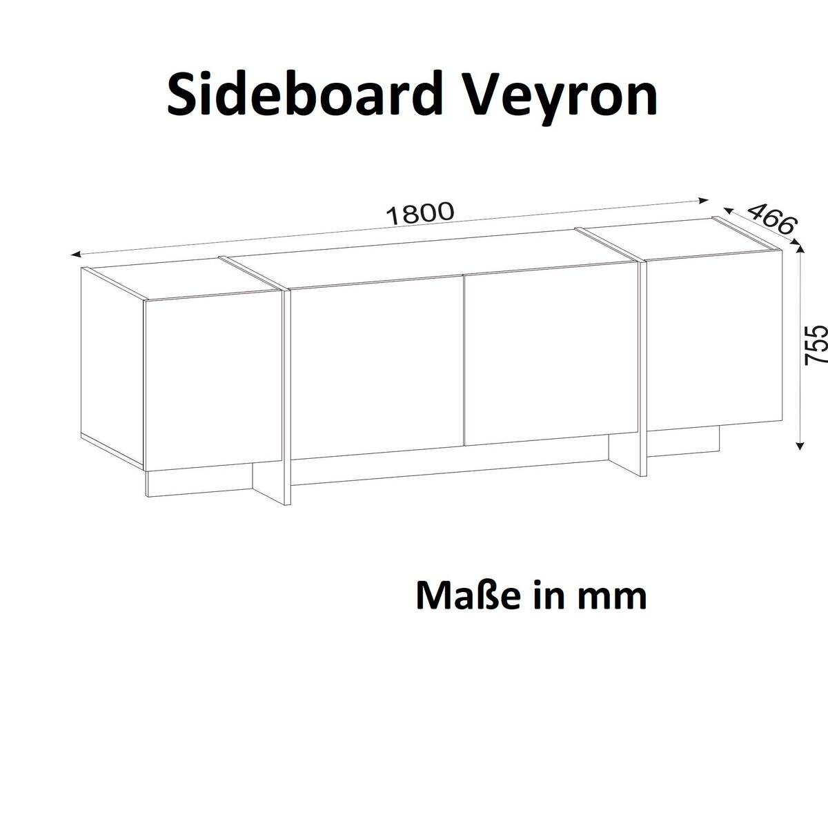 Sideboard Rebab Rebab braun dunkelgrau Marmoroptik B/H/T: ca. 180x75,5x46,6 cm
