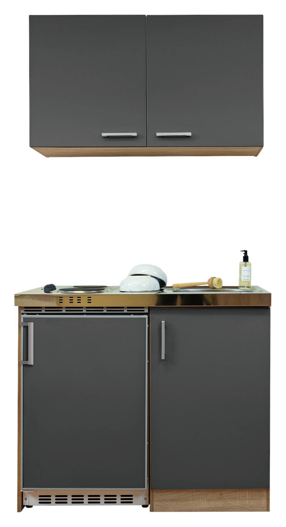 Respekta Miniküche 100 grau matt B/H/T: ca. 100x200x60 cm