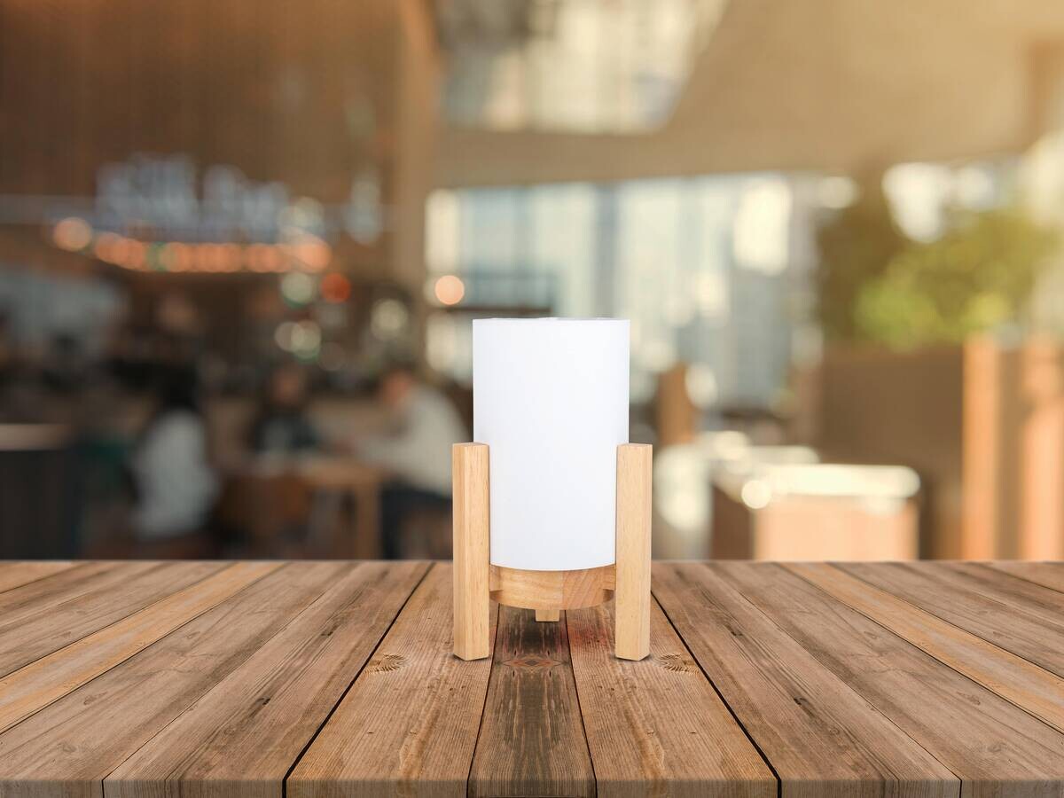 Näve Leuchten Tischleuchte 5305223 weiß Textil Holz B/H/T: ca. 16,2x25x16,2 cm null 1 Brennstellen