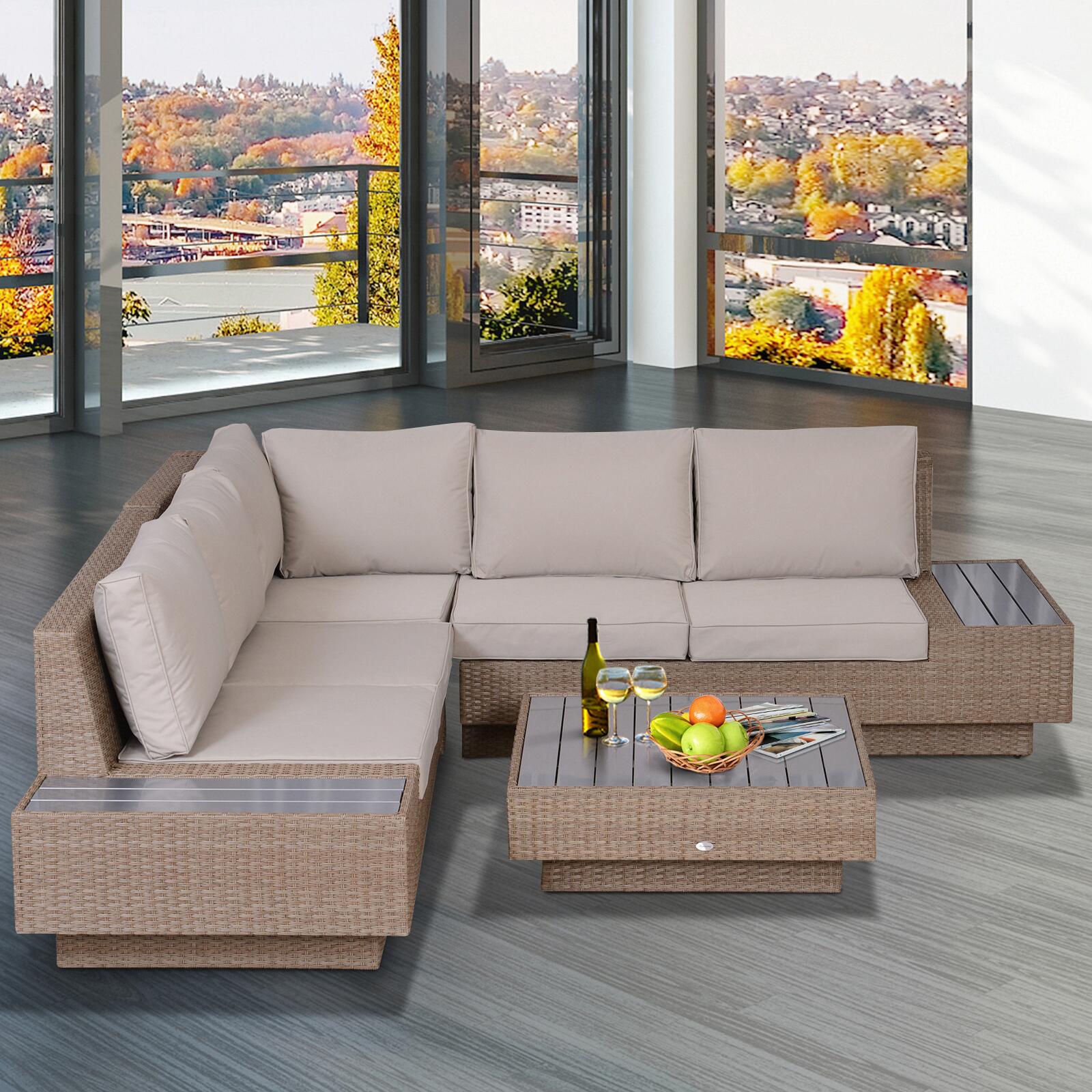 Outsunny Loungeset beige Polyrattan