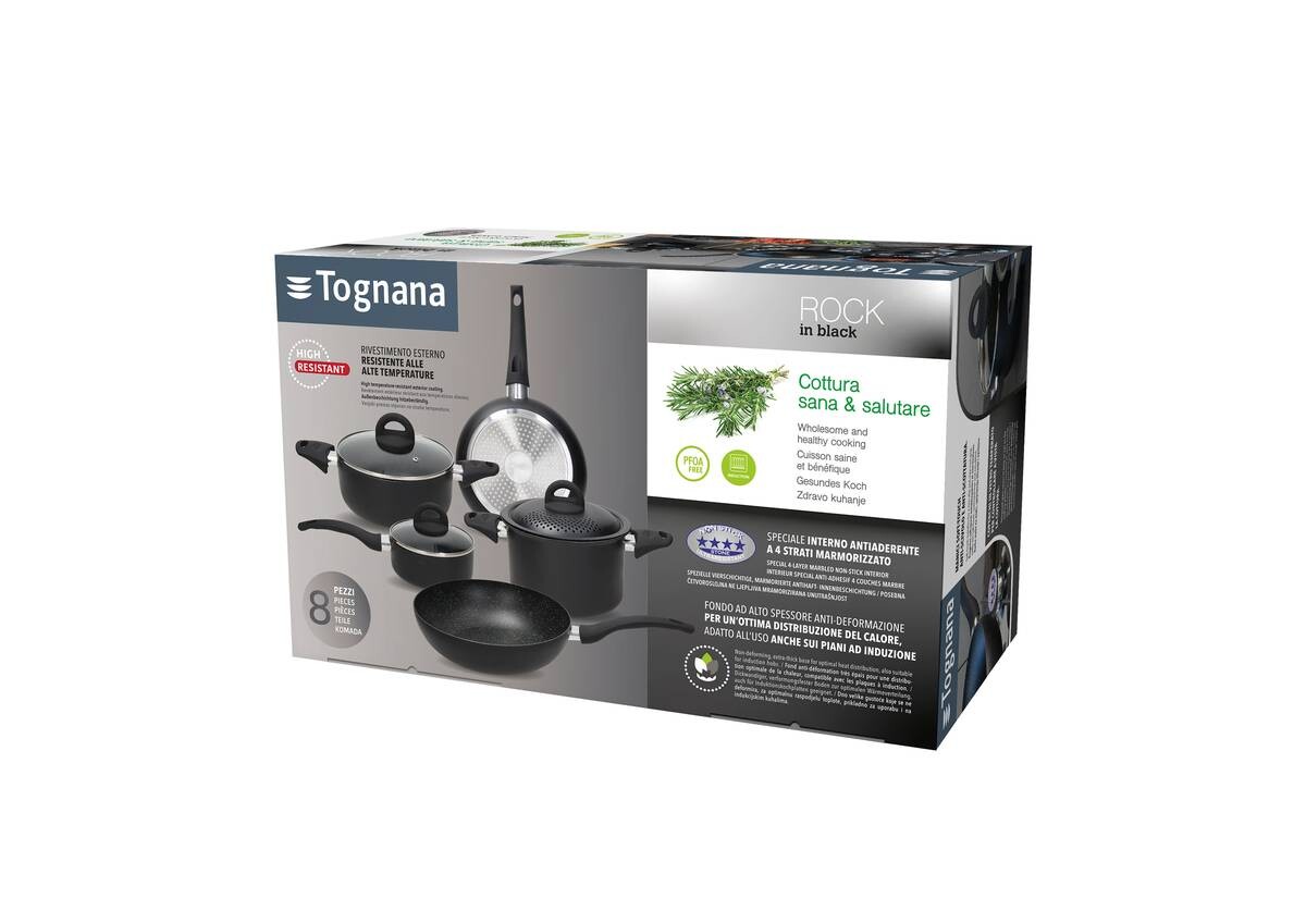 TOGNANA Topfset Grancucina Rock Black schwarz Aluminium 8 tlg.