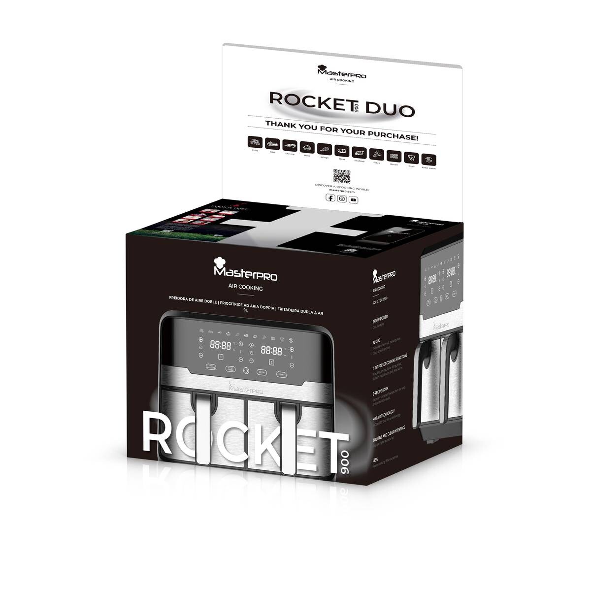 MASTERPRO Heißluftfritteuse Doppelbehälter BGMP-9178-BK silber Metall B/H/T: ca. 45x35,5x38 cm ca. 9 l MASTERPRO Heißluftfritteuse Doppelbehälter BGMP-9178-BK silber Metall B/H/T: ca. 45x35,5x38 cm ca. 9 l