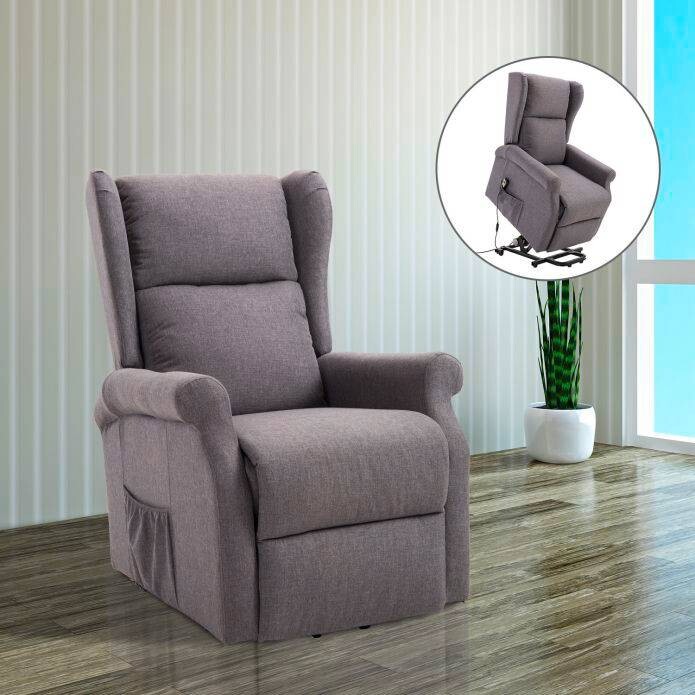 HOMCOM Elektrischer Fernsehsessel 713-031GY grau Polyester-Mischgewebe Holz Schaumstoff B/H/L: ca. 73x109x94 cm