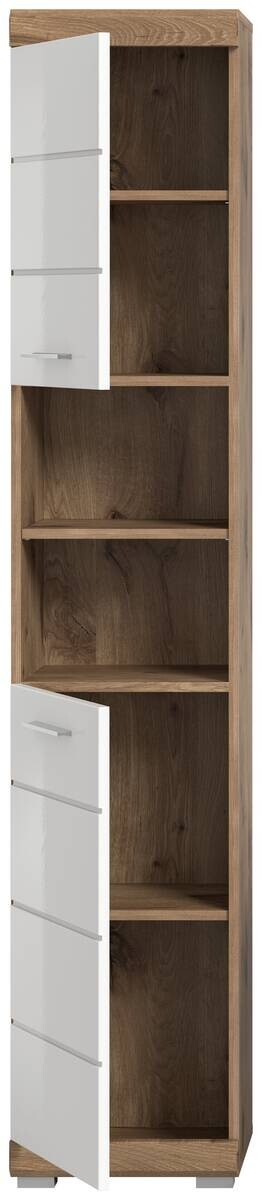 Hochschrank Wave Oak Nachbildung weiß Hochglanz B/H/T: ca. 37x191x31 cm