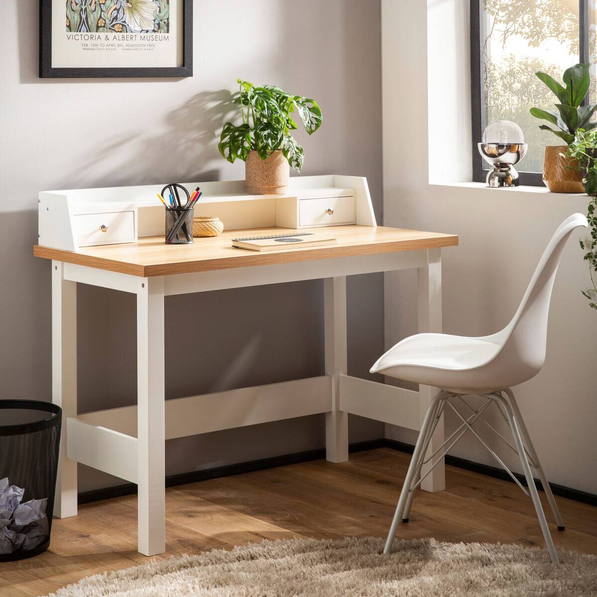 Schreibtisch weiß Eiche weiß Optik B/H/T: ca. 106x90x53 cm