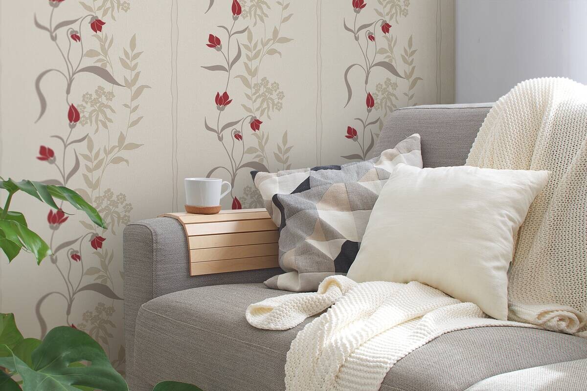 Livingwalls Vliestapete Best of Vlies Floral creme B/L: ca. 53x1005 cm