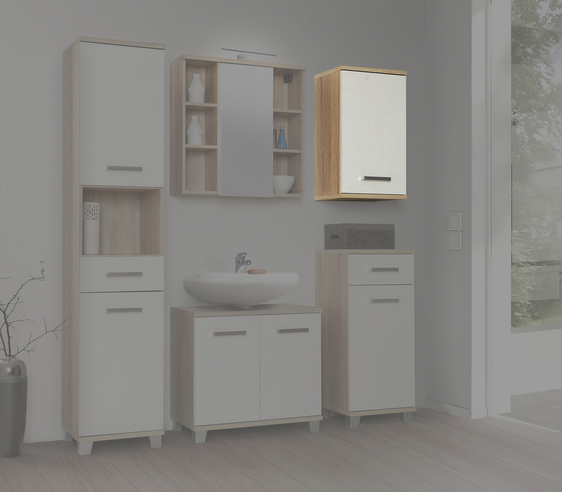 Badhängeschrank  Eiche Sonoma Nachbildung weiß B/H/T: ca. 40,2x68,8x29 cm