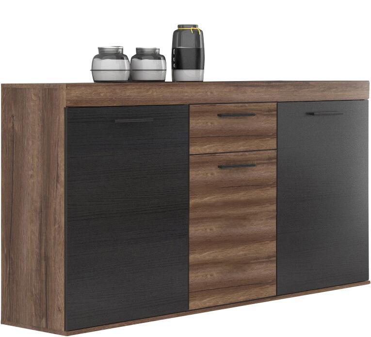 Sideboard  Eiche Schlamm Nachbildung schwarz Eiche Nachbildung B/H/T: ca. 139,7x88,3x41,3 cm
