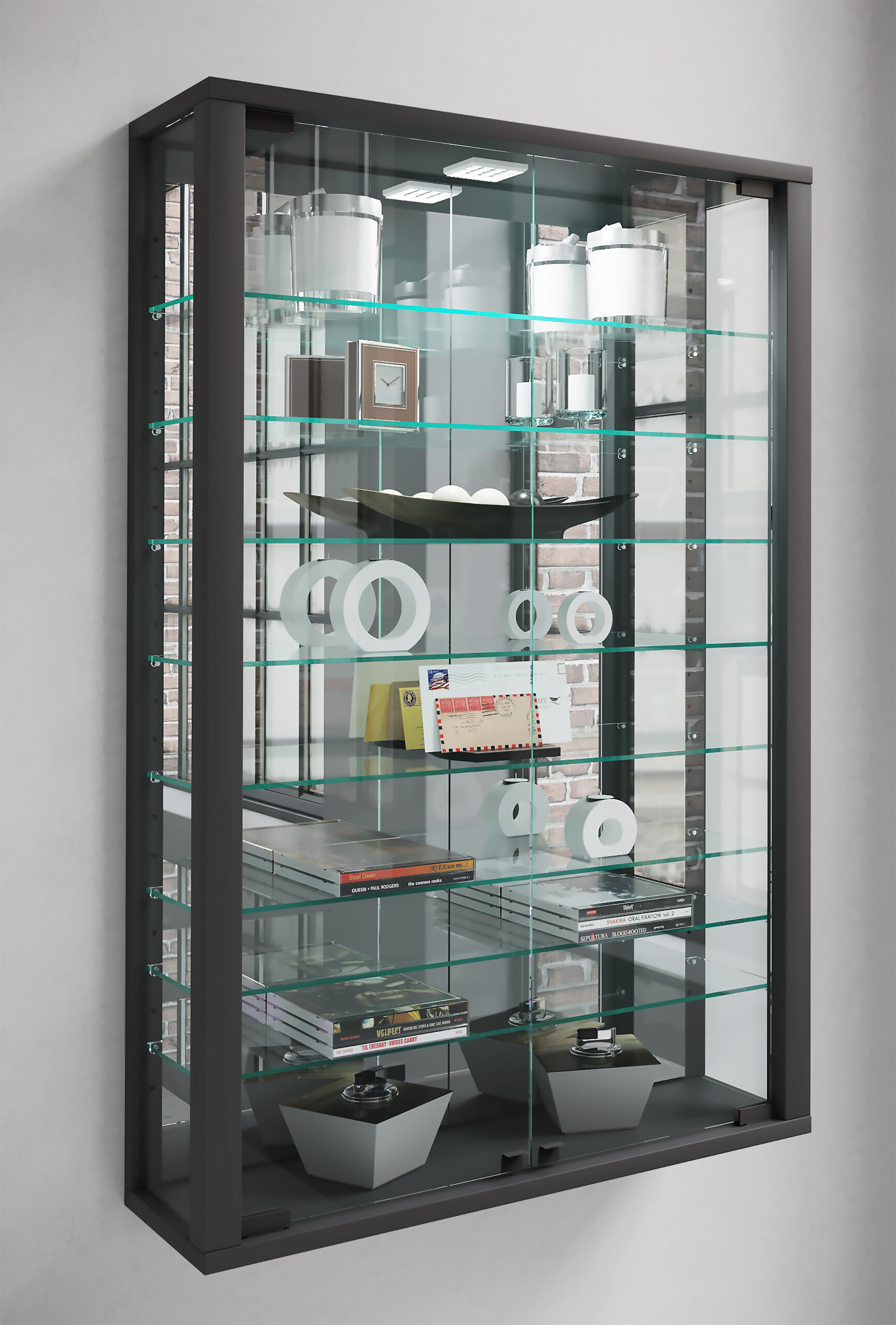 Vitrine Vitrosa schwarz Holzwerkstoff Glas B/H/T: ca. 59x91x18 cm