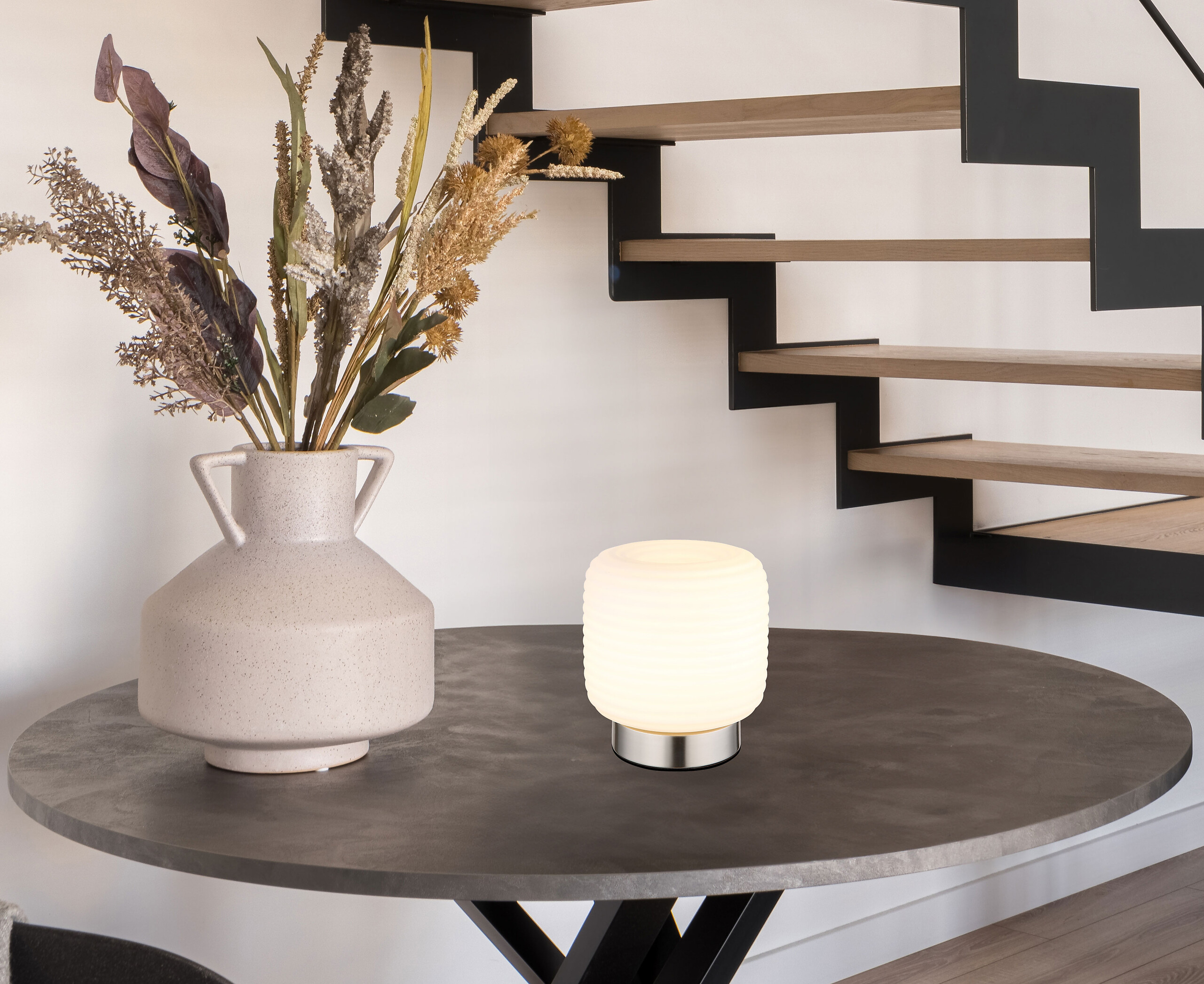 GLOBO Tischleuchte schwarz Opal nickel matt Metall Glas H/D: ca. 21,5x20 cm 1 Brennstellen