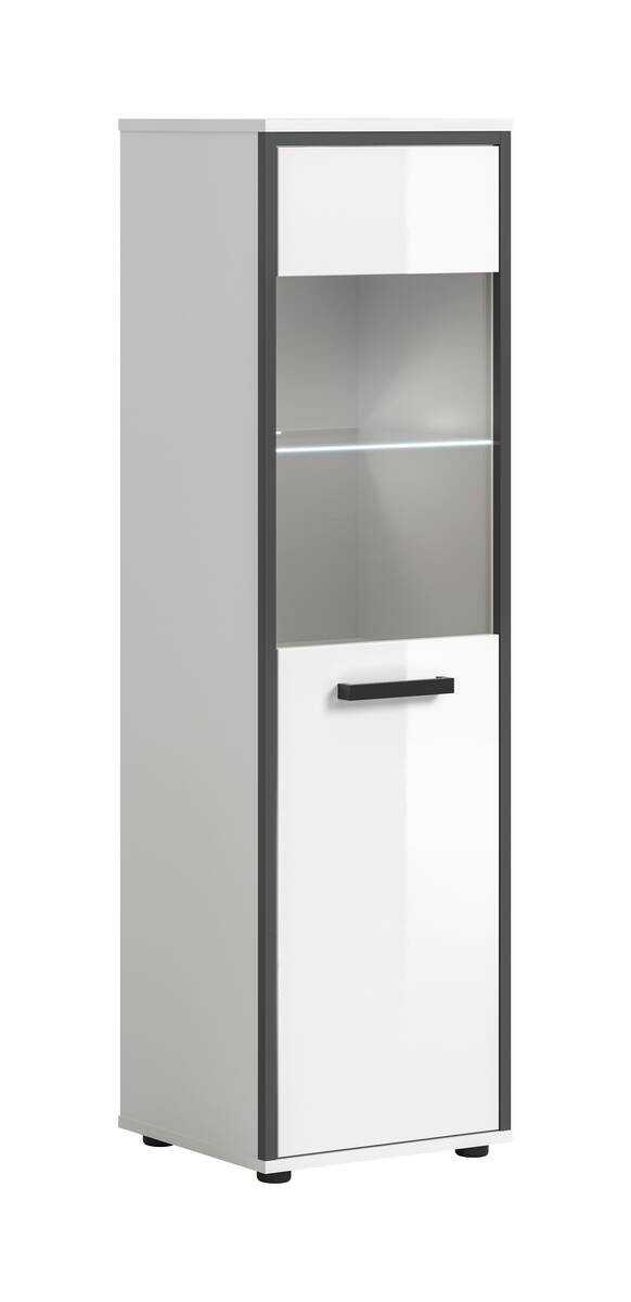 Midischrank KOJAK weiß Hochglanz anthrazit grau B/H/T: ca. 40x139x34 cm