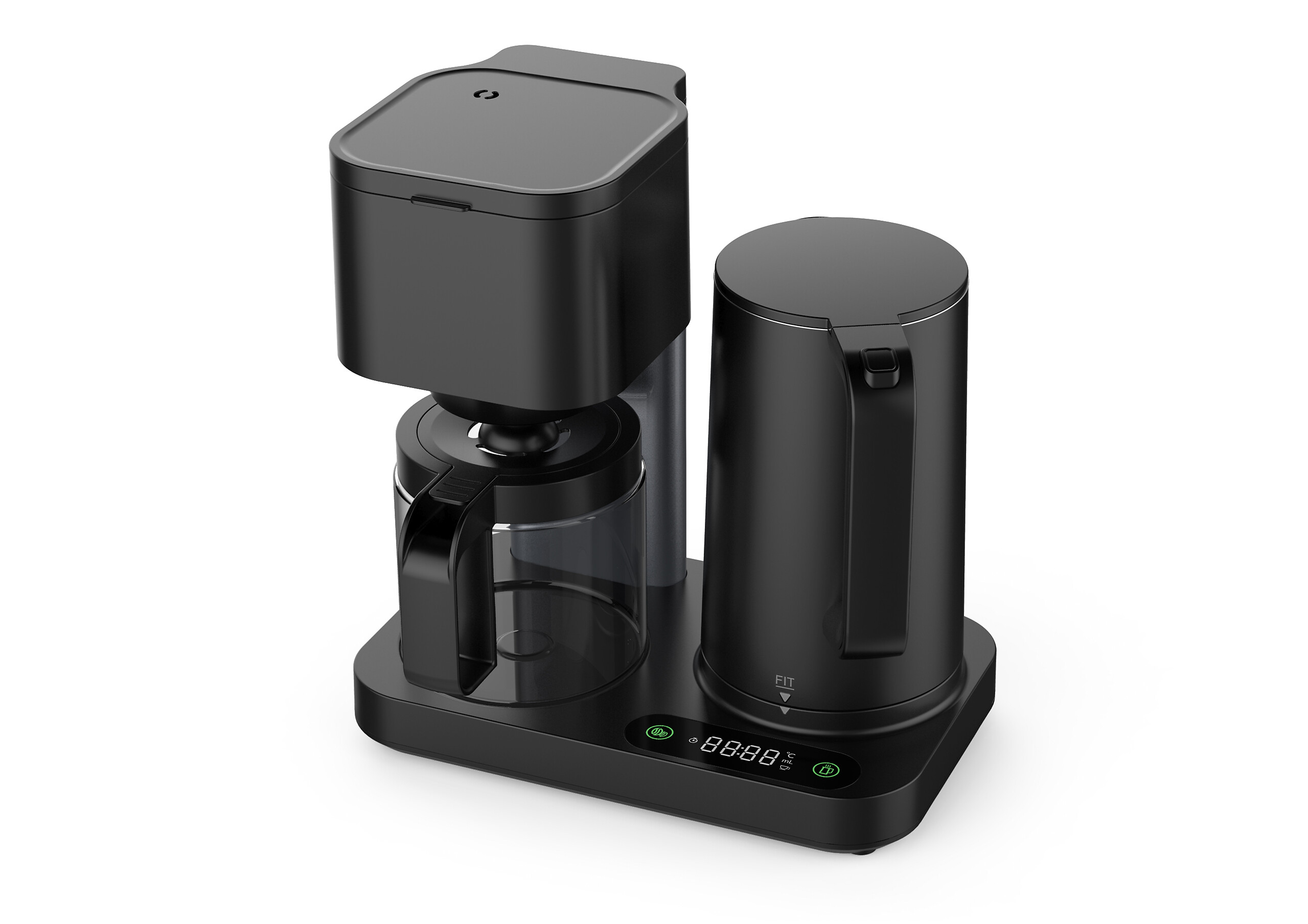 WKM 2 in 1 Kaffeemaschine und Wasserkocher KWK-1600 schwarz Kunststoff Glas