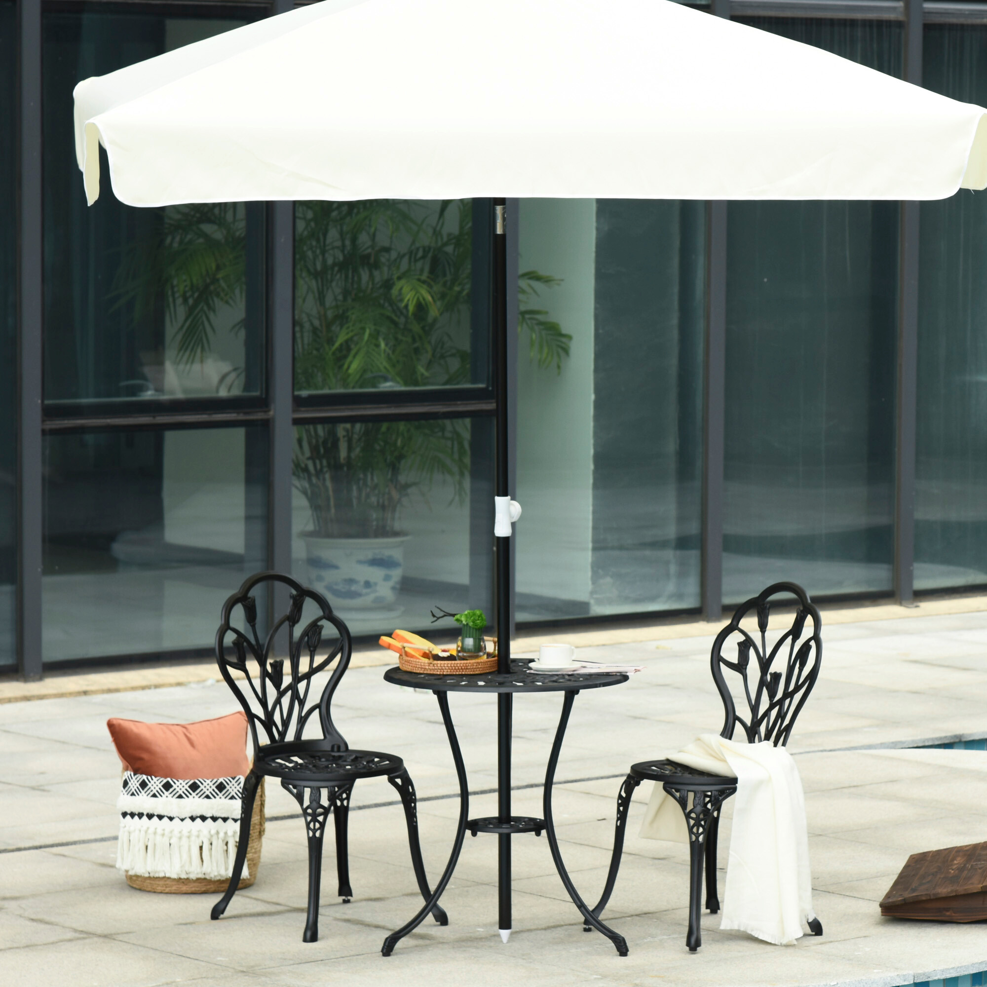 Outsunny Bistro-Set schwarz Aluminium B/H/L: ca. 60x67x60 cm