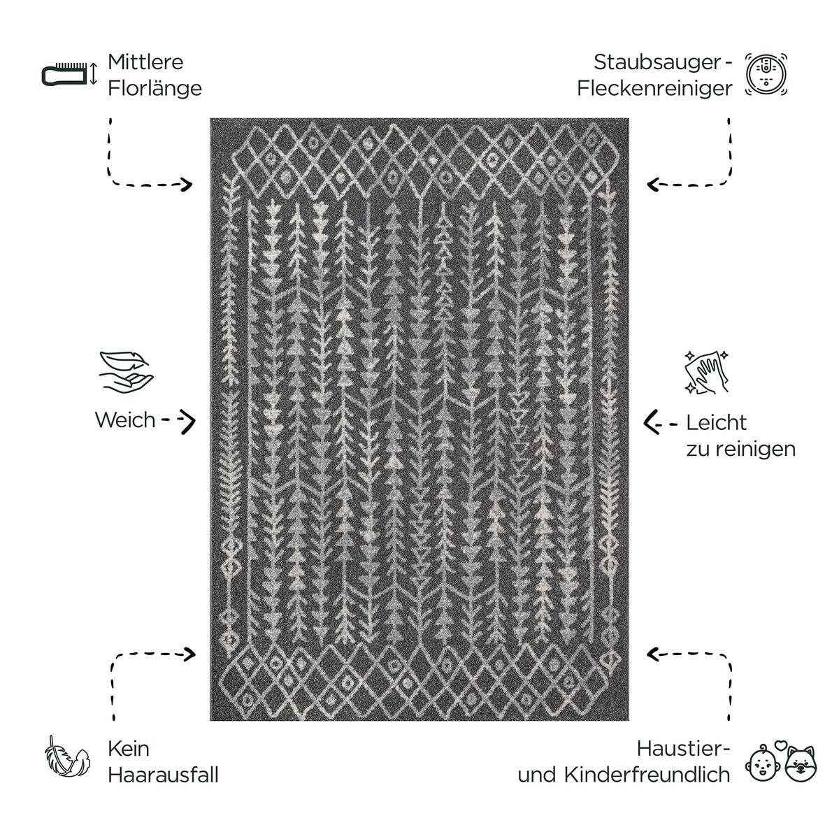 Sanat Teppich anthrazit B/L: ca. 170x120 cm