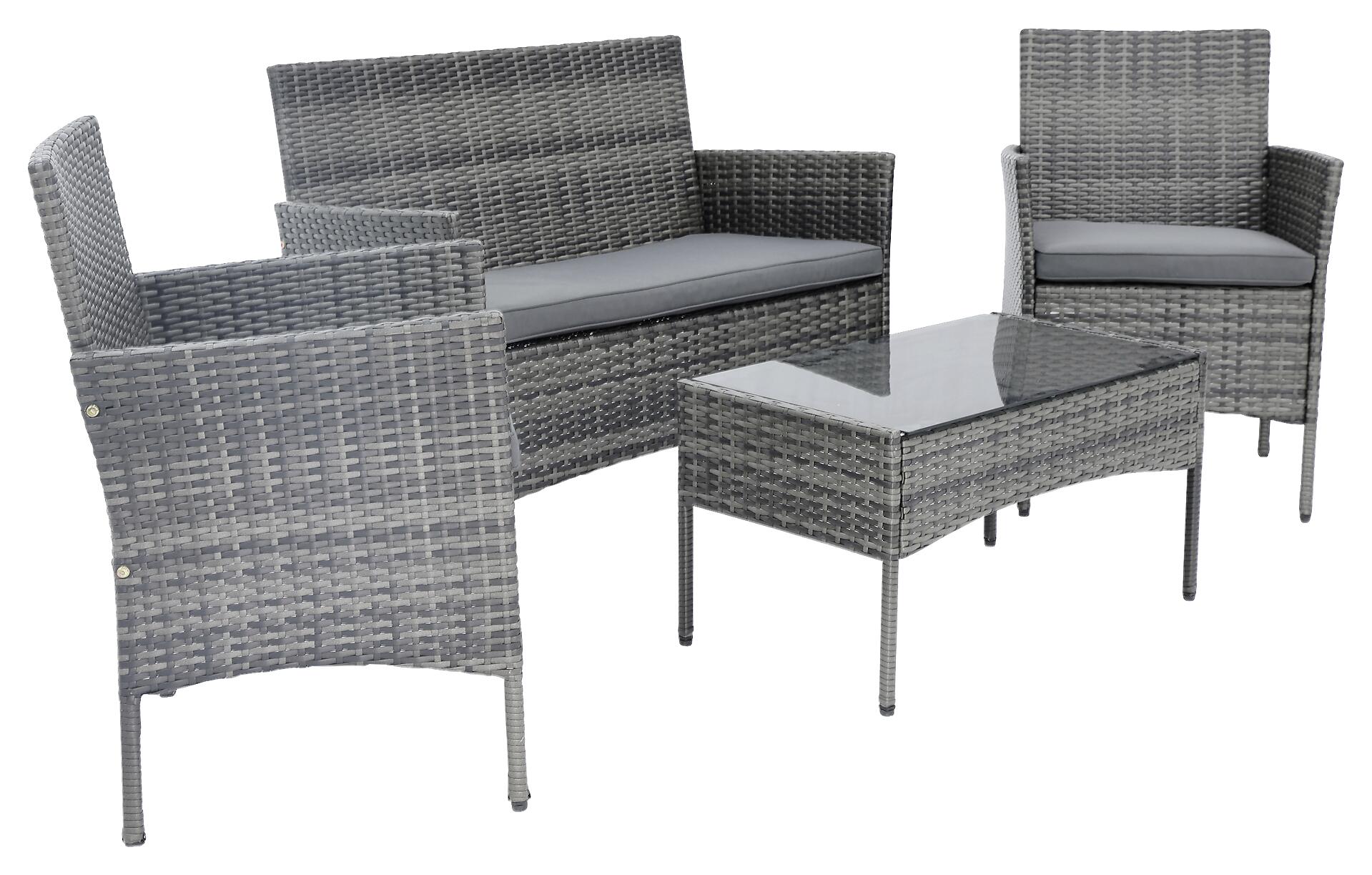 POCOline Gartensitzgruppe Valencia grau Polyrattangeflecht