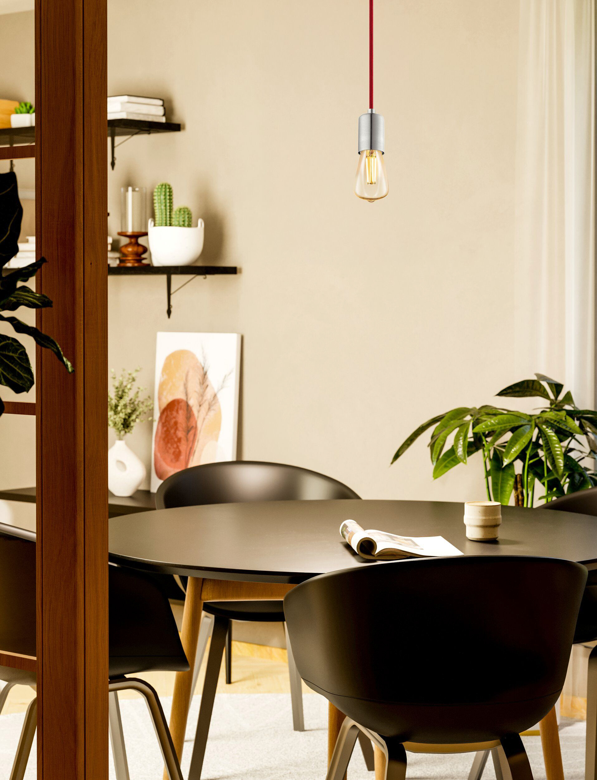 Eglo Pendelleuchte Yorth silber Metall Stahl B/H/L: ca. 10x200x10 cm E27 1 Brennstellen