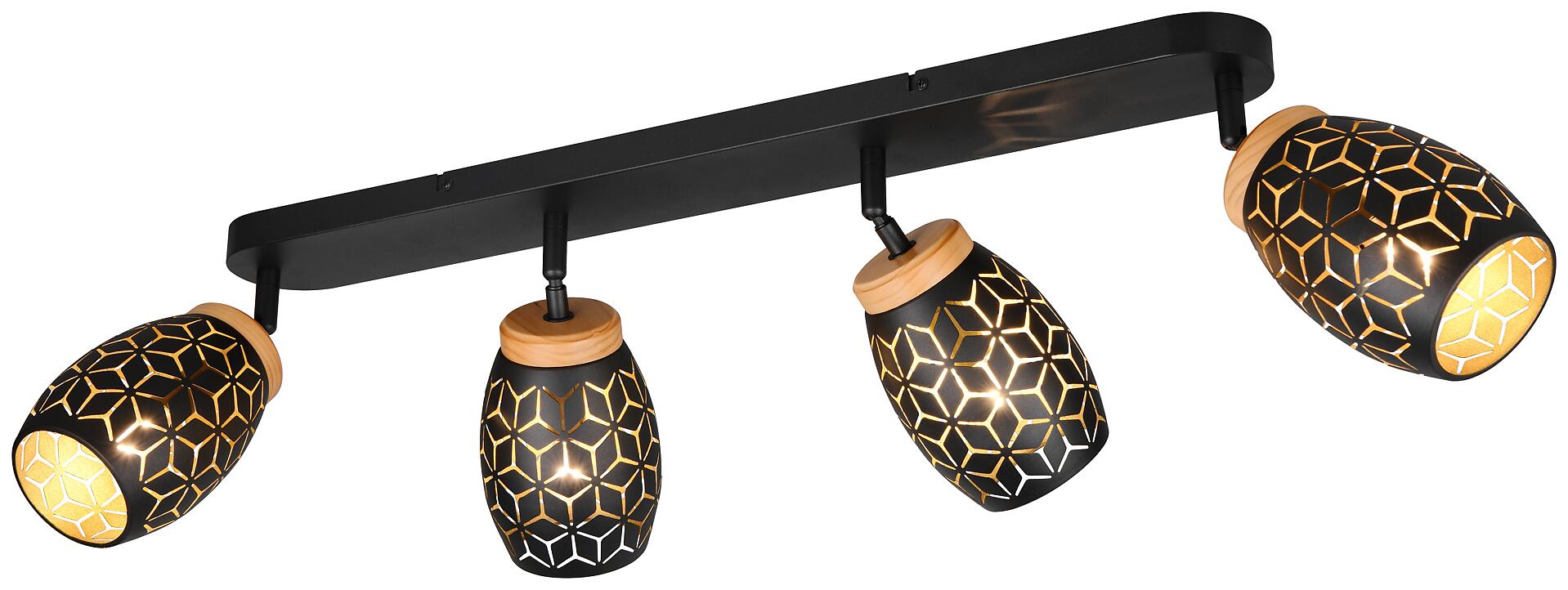 Reality Leuchten Spots Bidar schwarz gold Metall B/H/L: ca. 74x27x12 cm E14 4 Brennstellen
