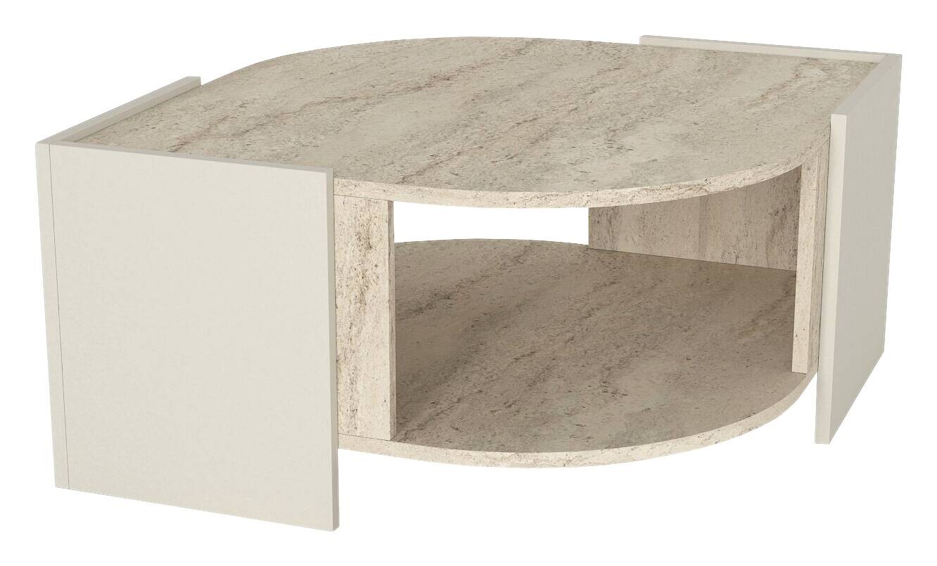 moebel17 Couchtisch Marbel beige granit Spanplatte B/H/T: ca. 75x40x75 cm