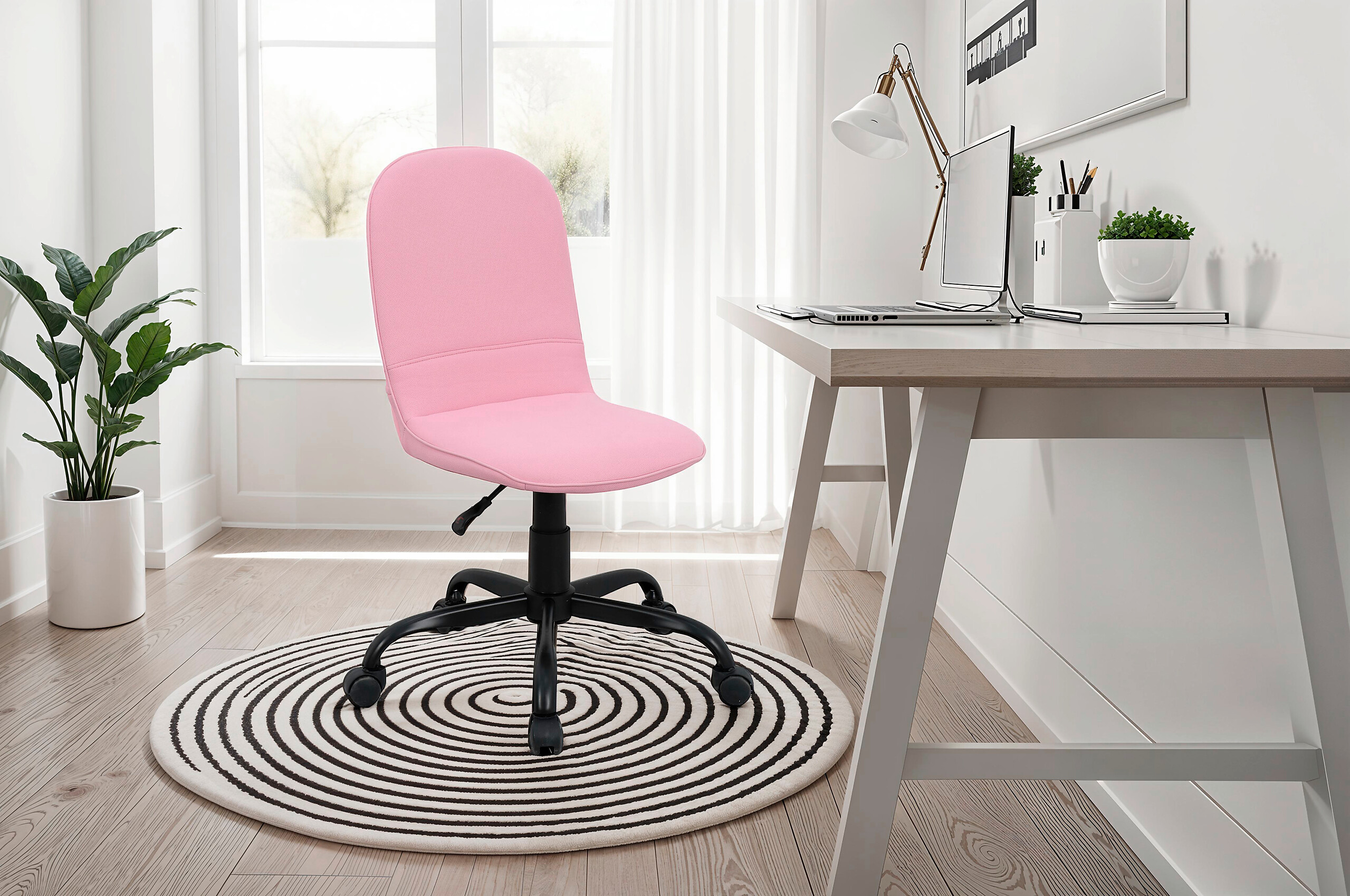 Drehstuhl TROLLY schwarz pink Metall Stoff