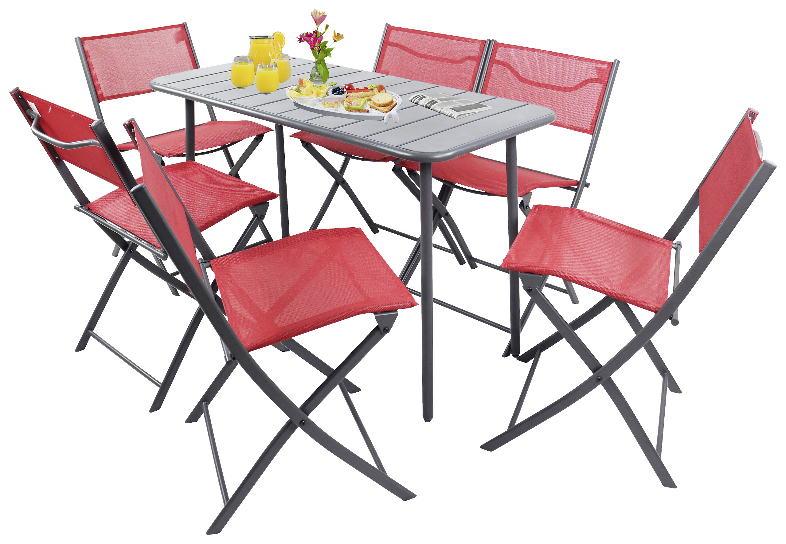 VCM Gartensitzgruppe Sumila rot Stahl B/H/L: ca. 45x79x46 cm