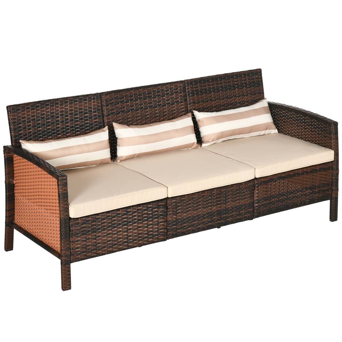 Outsunny Gartensofa braun Stahl B/H/L: ca. 68x78x173 cm