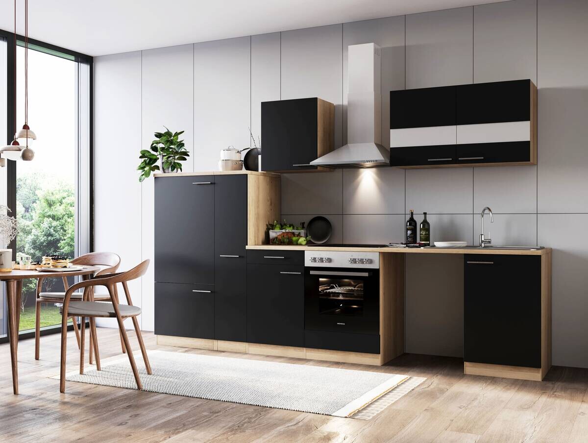 Respekta Küchenblock Merle schwarz B/H/T: ca. 310x200x60 cm