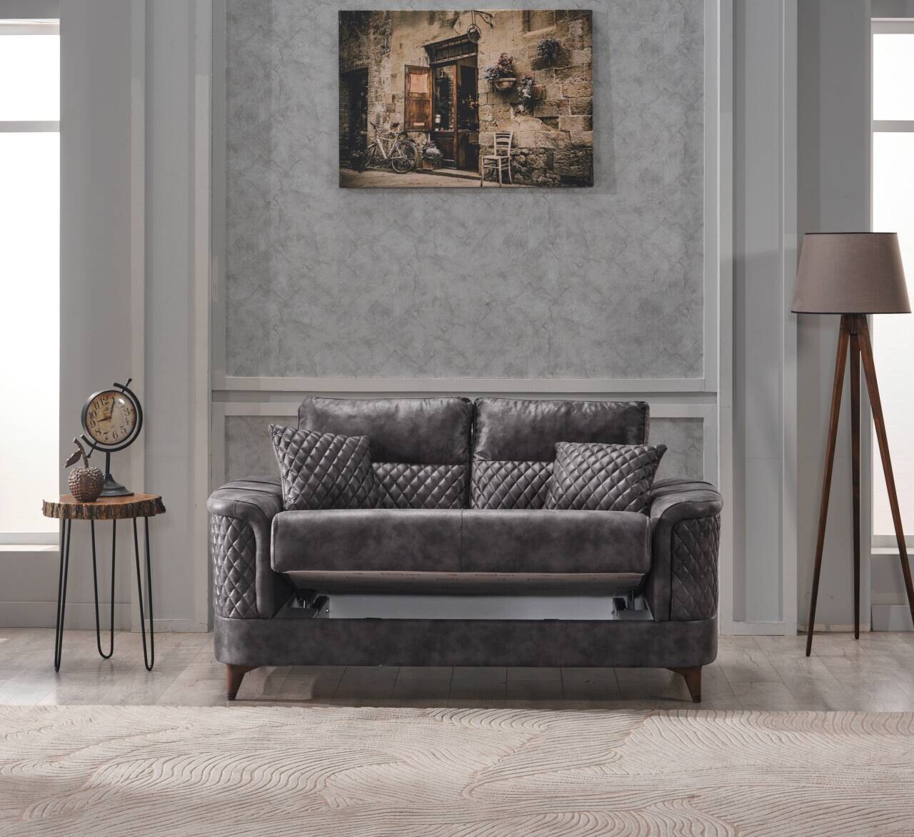 Sofa anthrazit Microfaser B/H/T: ca. 170x83x104 cm