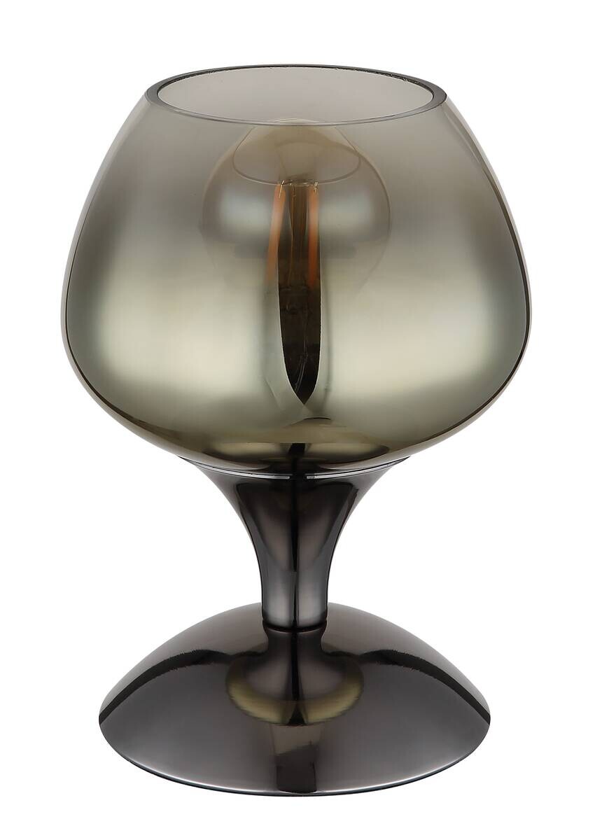 GLOBO Tischleuchte schwarz Chrom gold Glas Textil Metall H/D: ca. 20,5x15 cm E27 1 Brennstellen