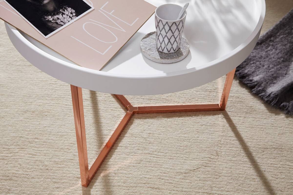 Wohnling Couchtisch weiß Kupfer B/H: ca. 0x42 cm