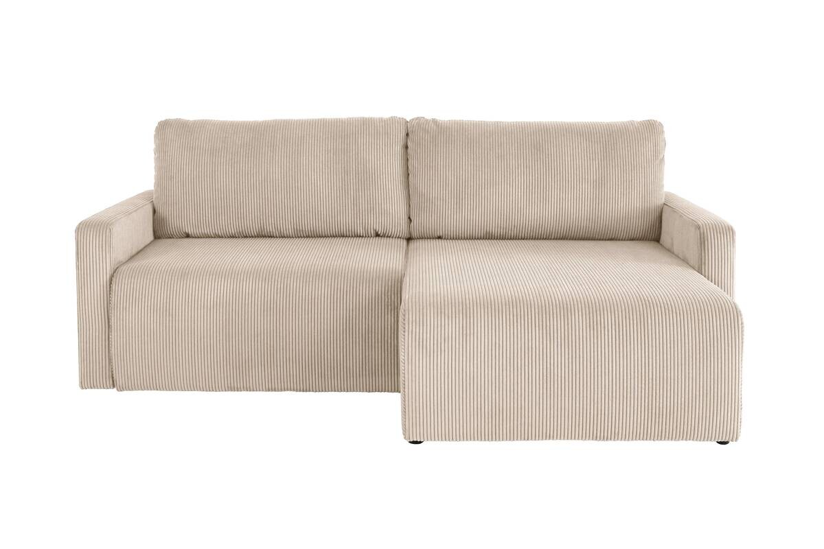Ecksofa mit Bettfunktion und Bettkasten creme Microfaser B/H/T: ca. 227x92x146 cm