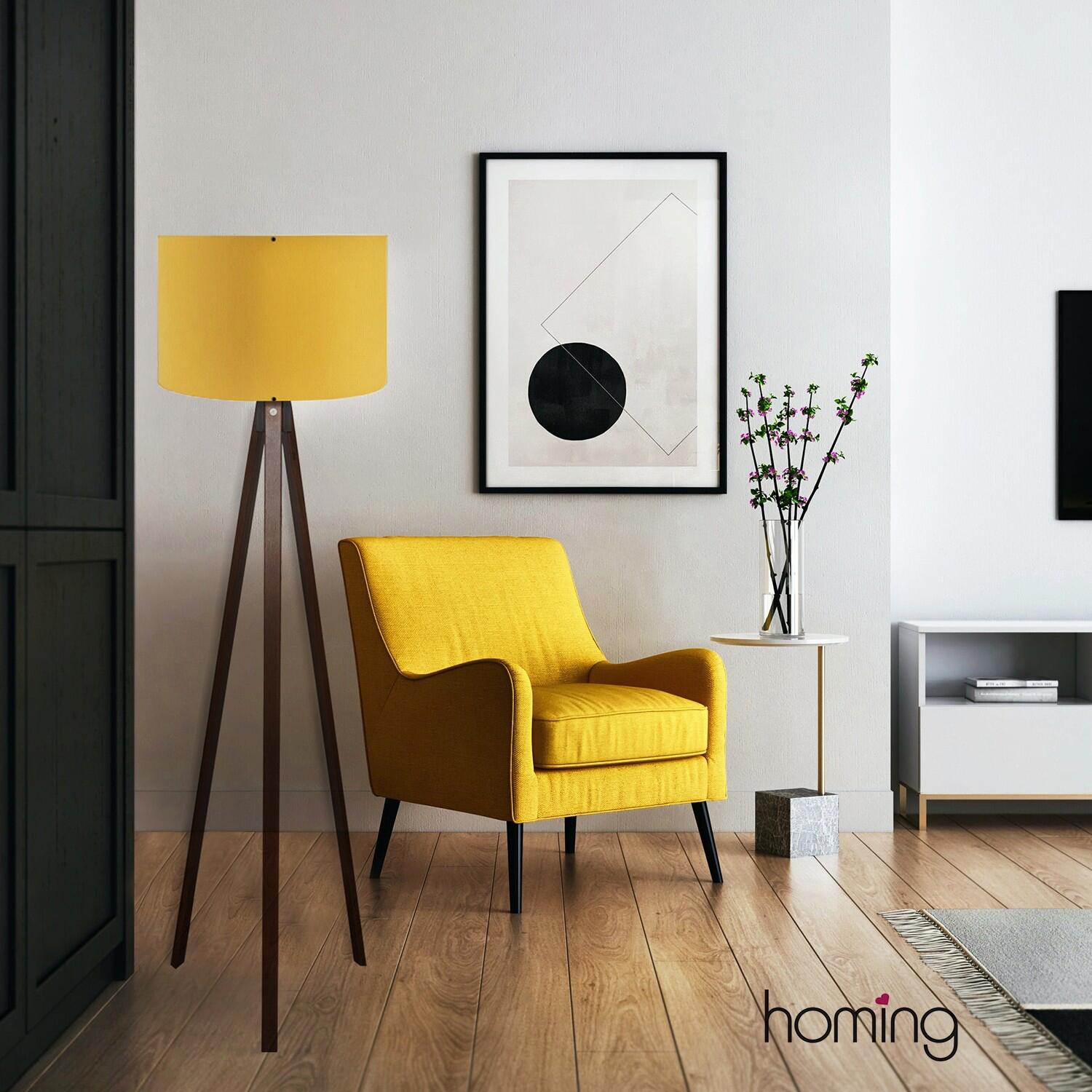 Opviq Stehleuchte gelb MDF PVC B/H/T/L/D: ca. 38x140x38x38x38 cm E27 1 Brennstellen