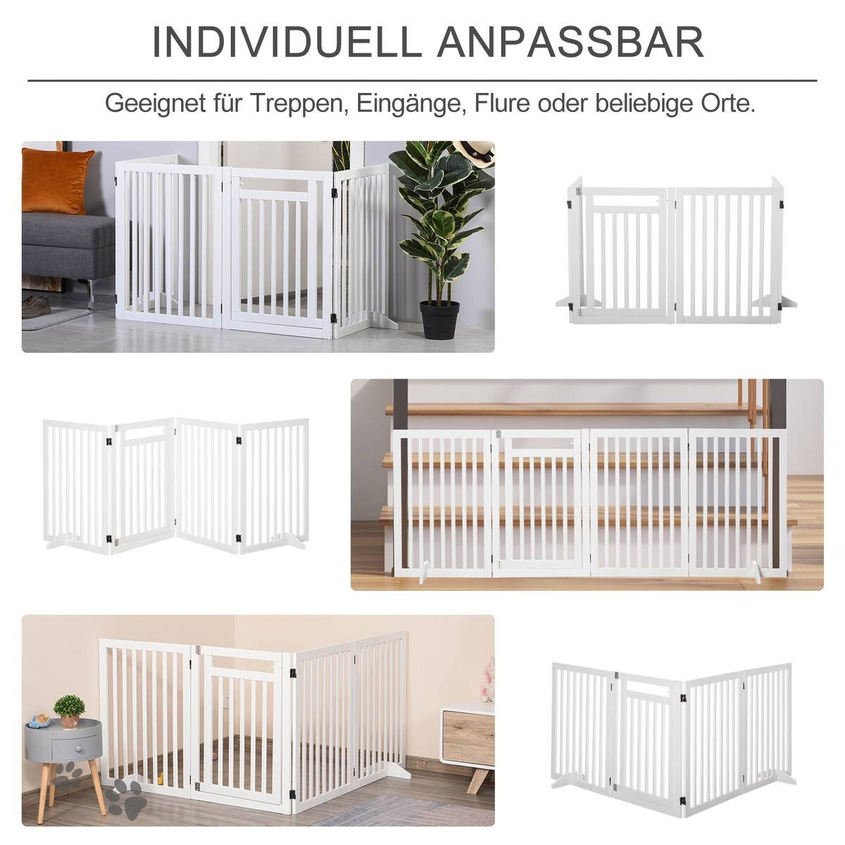 PawHut Absperrgitter weiß MDF B/H/L: ca. 1,8x81x240 cm